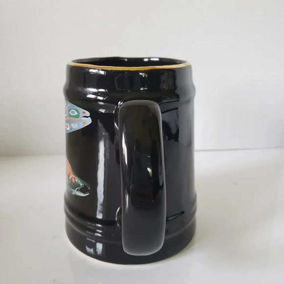 Banaux Canada Large Black Ceramic Fisherman's Coffee  mug. - Picture 5 of 8